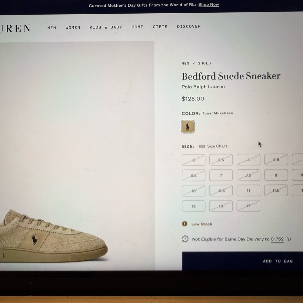 Polo by Ralph Lauren Bedford Suede Sneaker in Tonal Milkshake